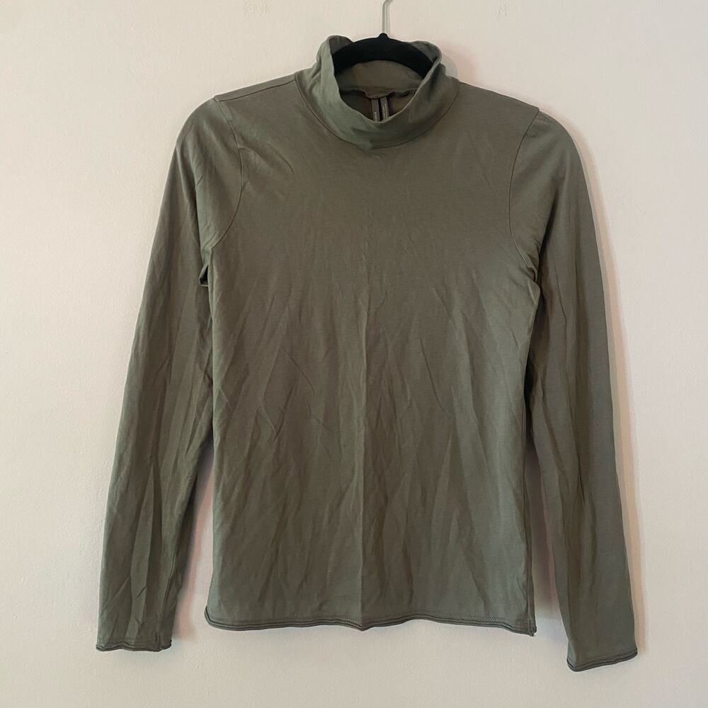 Anthropologie Gray Turtleneck Shirt Base Layer Cotton Minimalist Women's Medium